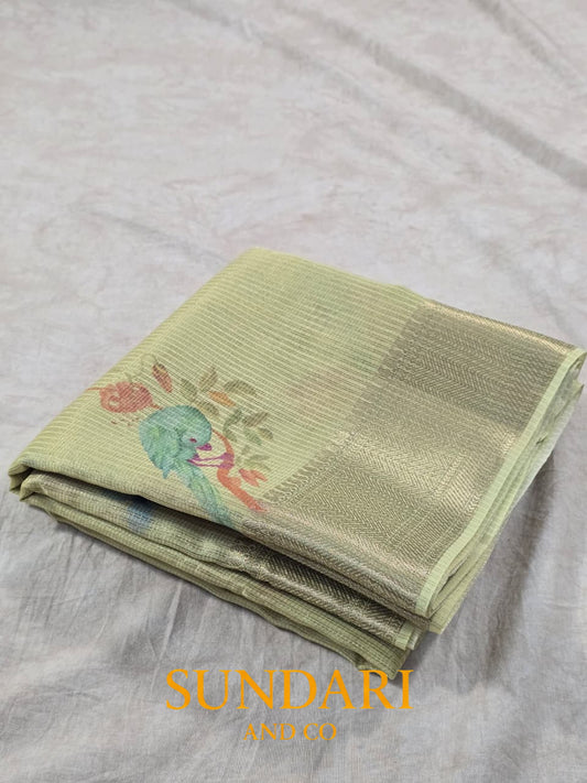 Pastel Yellow | Digital Printed | Pure Cotton Saree