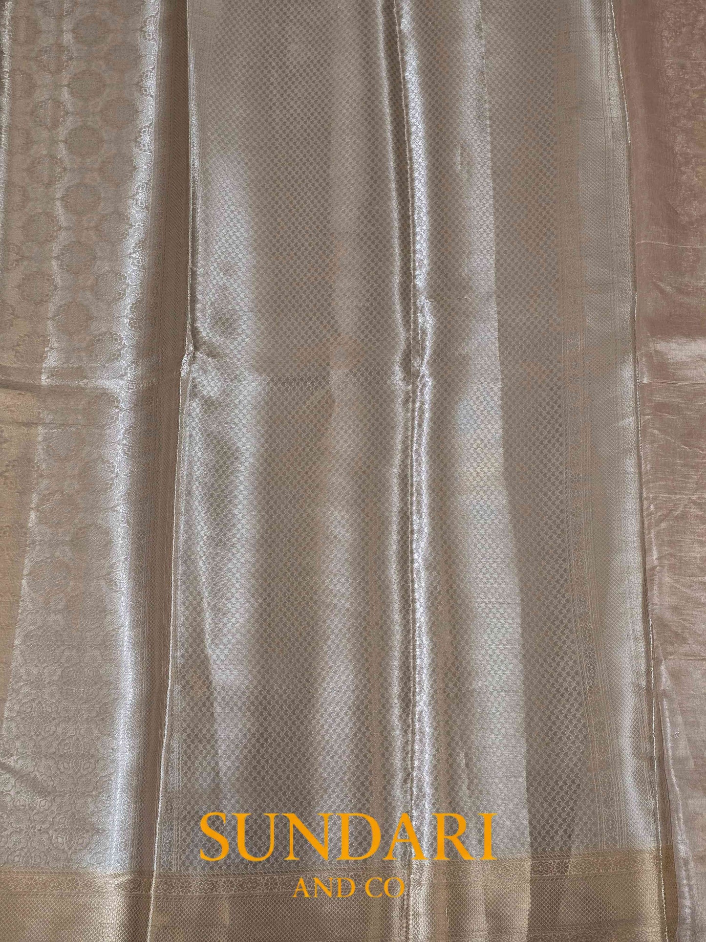 Peach | Heavy Brocade Floral Motifs | Pure Tissue Silk Saree