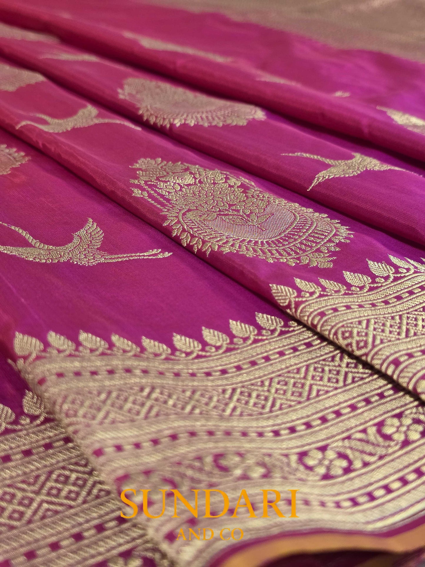 Hot Pink | Kadua Butta | Pure Katan Silk Saree
