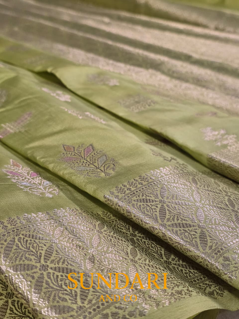 Pista Green | Meenakari Jaal | Pure Dupion Silk Saree
