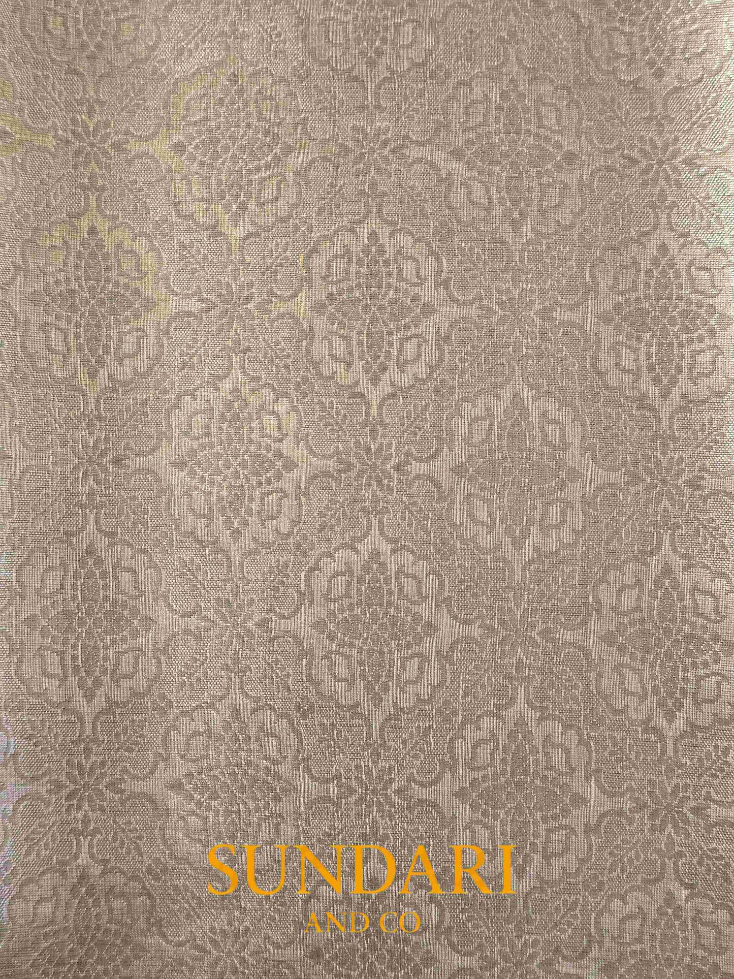 Pista Green | Heavy Brocade Floral Motifs | Pure Tissue Silk Saree