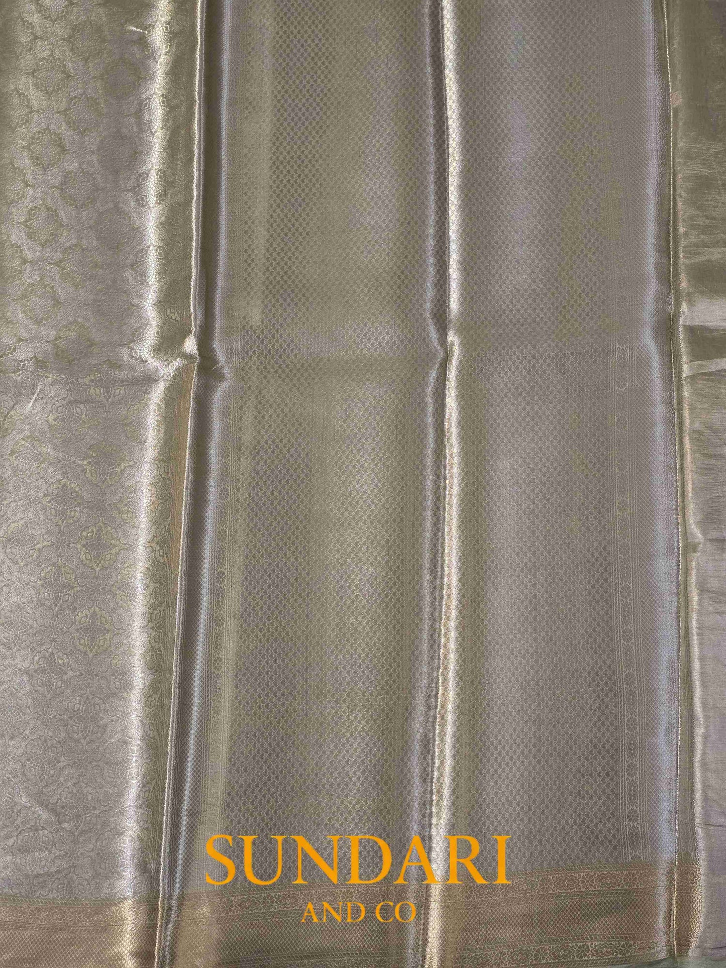 Pista Green | Heavy Brocade Floral Motifs | Pure Tissue Silk Saree