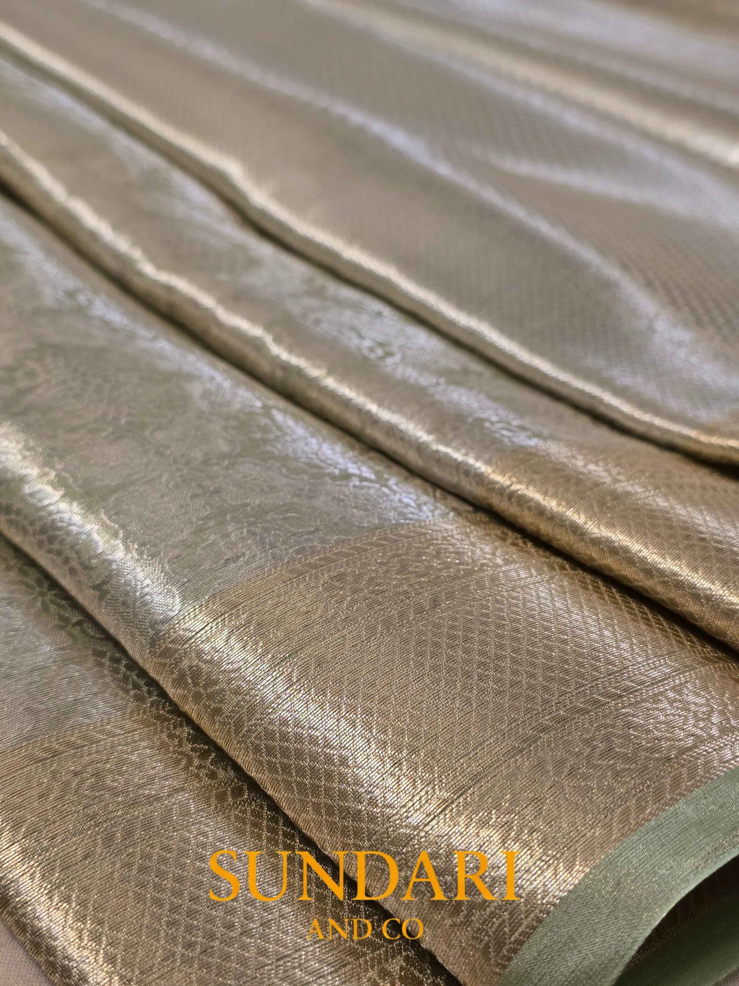 Pista Green | Heavy Brocade Floral Motifs | Pure Tissue Silk Saree