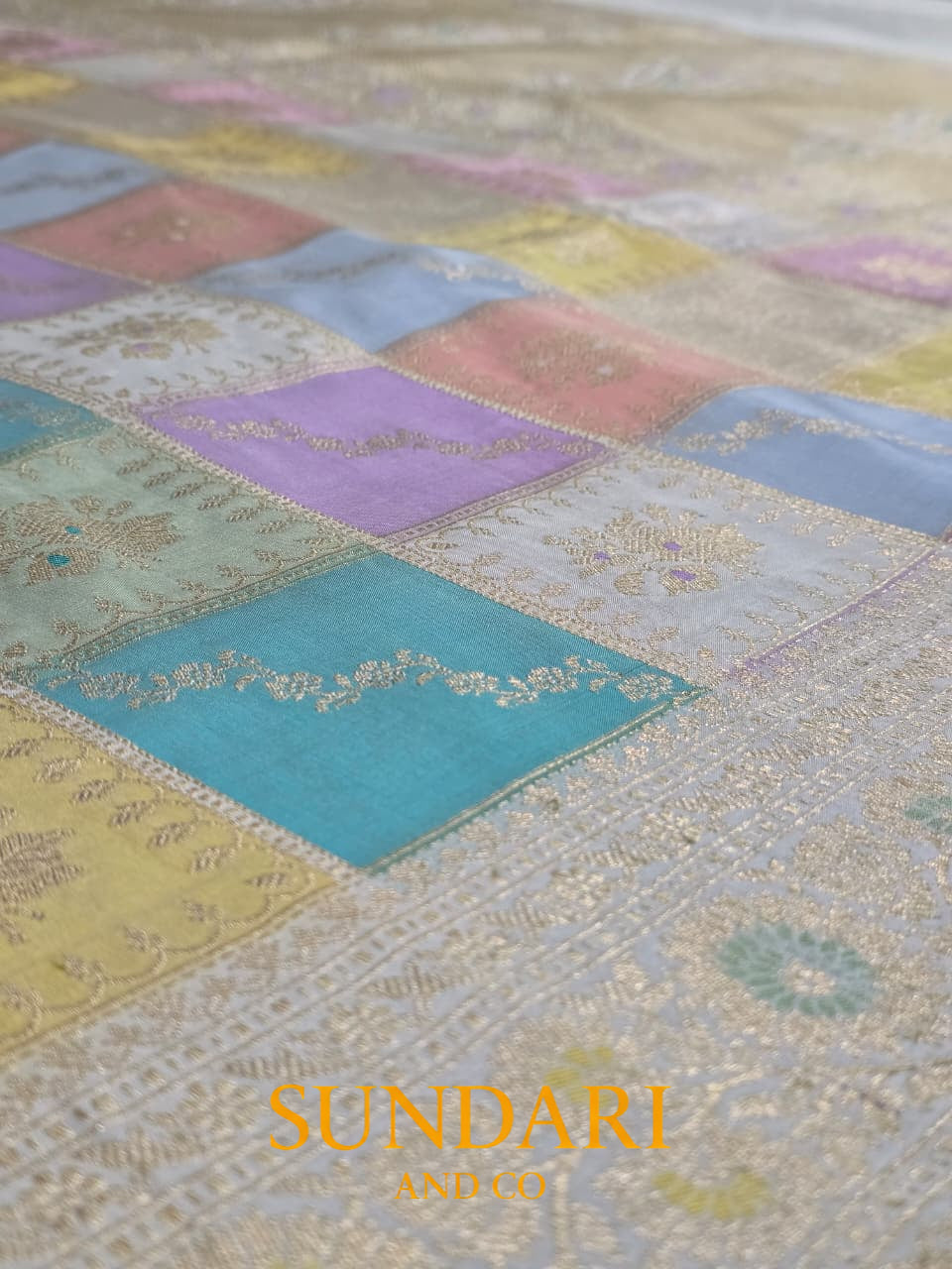 Beige and Pastel | Rangkat | Pure Katan Silk Saree