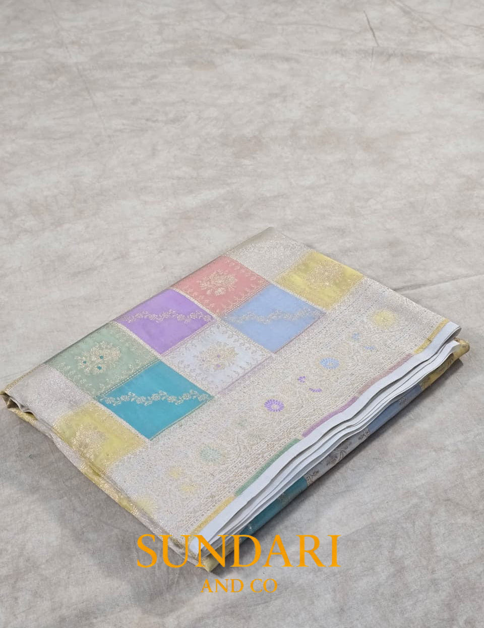 Beige and Pastel | Rangkat | Pure Katan Silk Saree