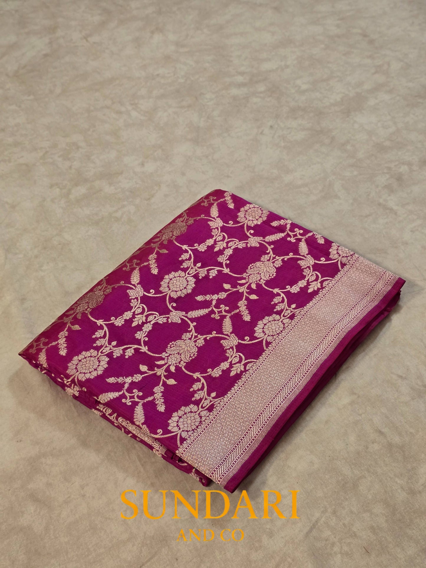 Rani Pink | Intricate Floral Jaal | Pure Katan Silk Saree
