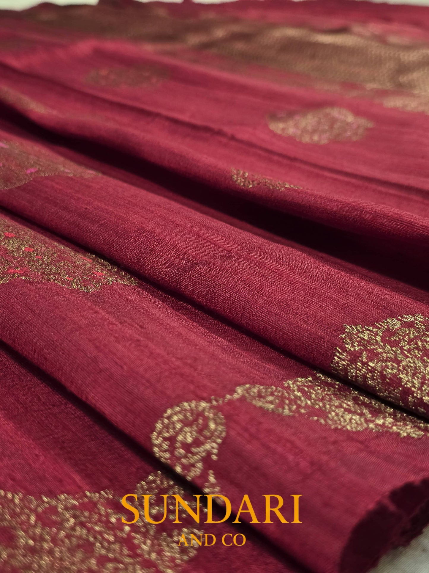 Classic Crimson | Sona-Roopa Floral Jaal | Pure Katan Silk Saree