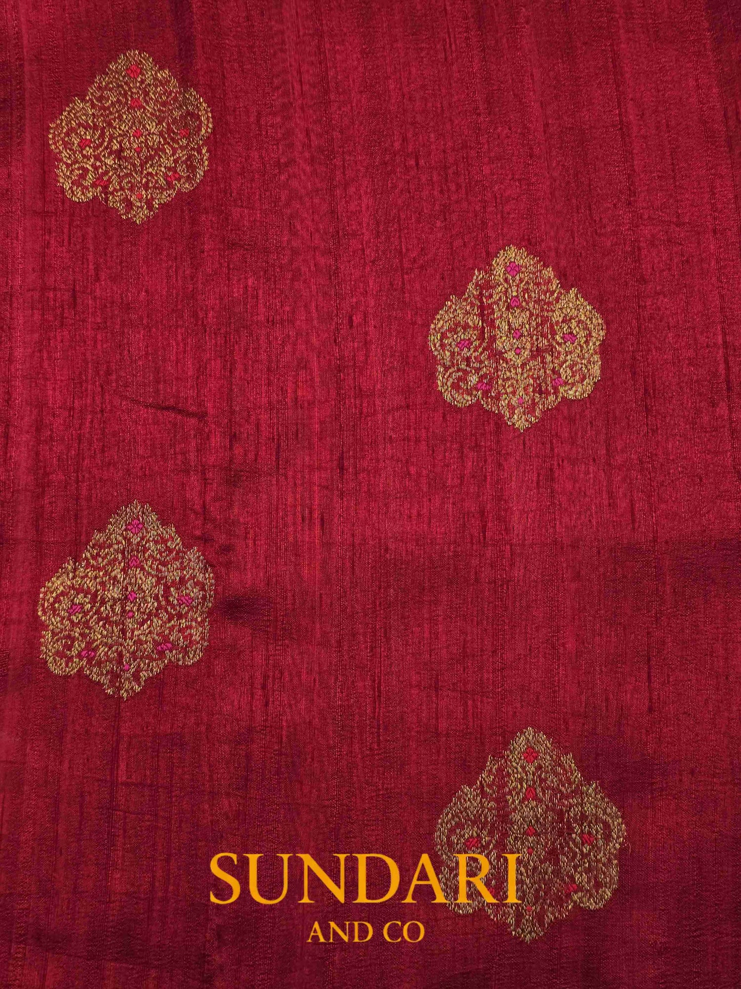 Classic Crimson | Sona-Roopa Floral Jaal | Pure Katan Silk Saree