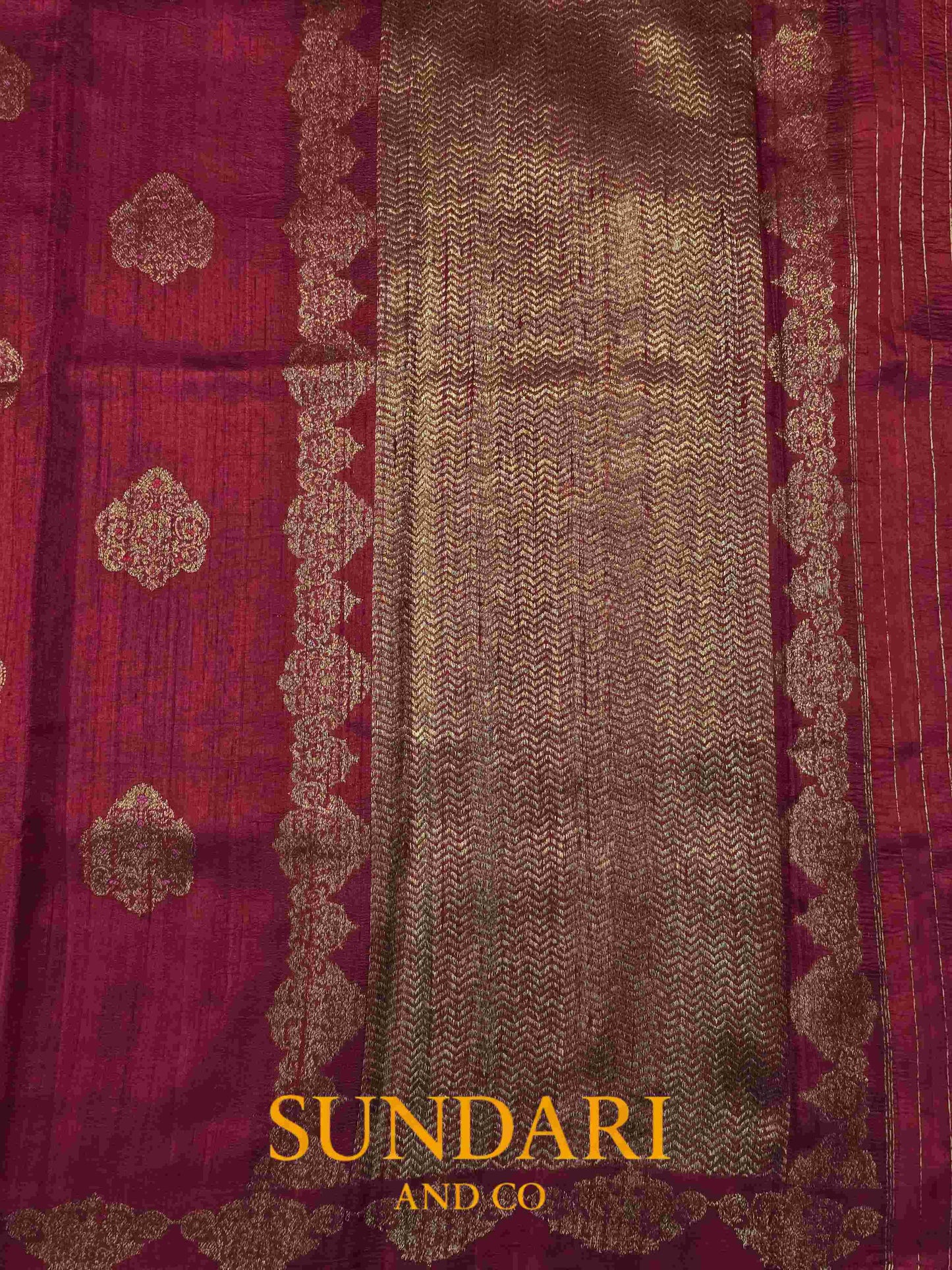 Classic Crimson | Sona-Roopa Floral Jaal | Pure Katan Silk Saree