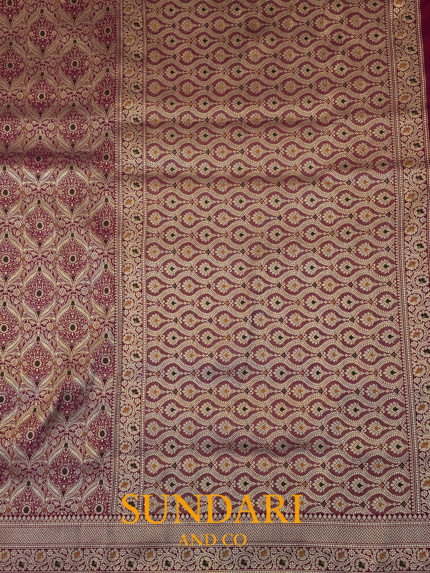 Rose Magenta | Allover Intricate Brocade jaal | Pure Katan Silk Saree