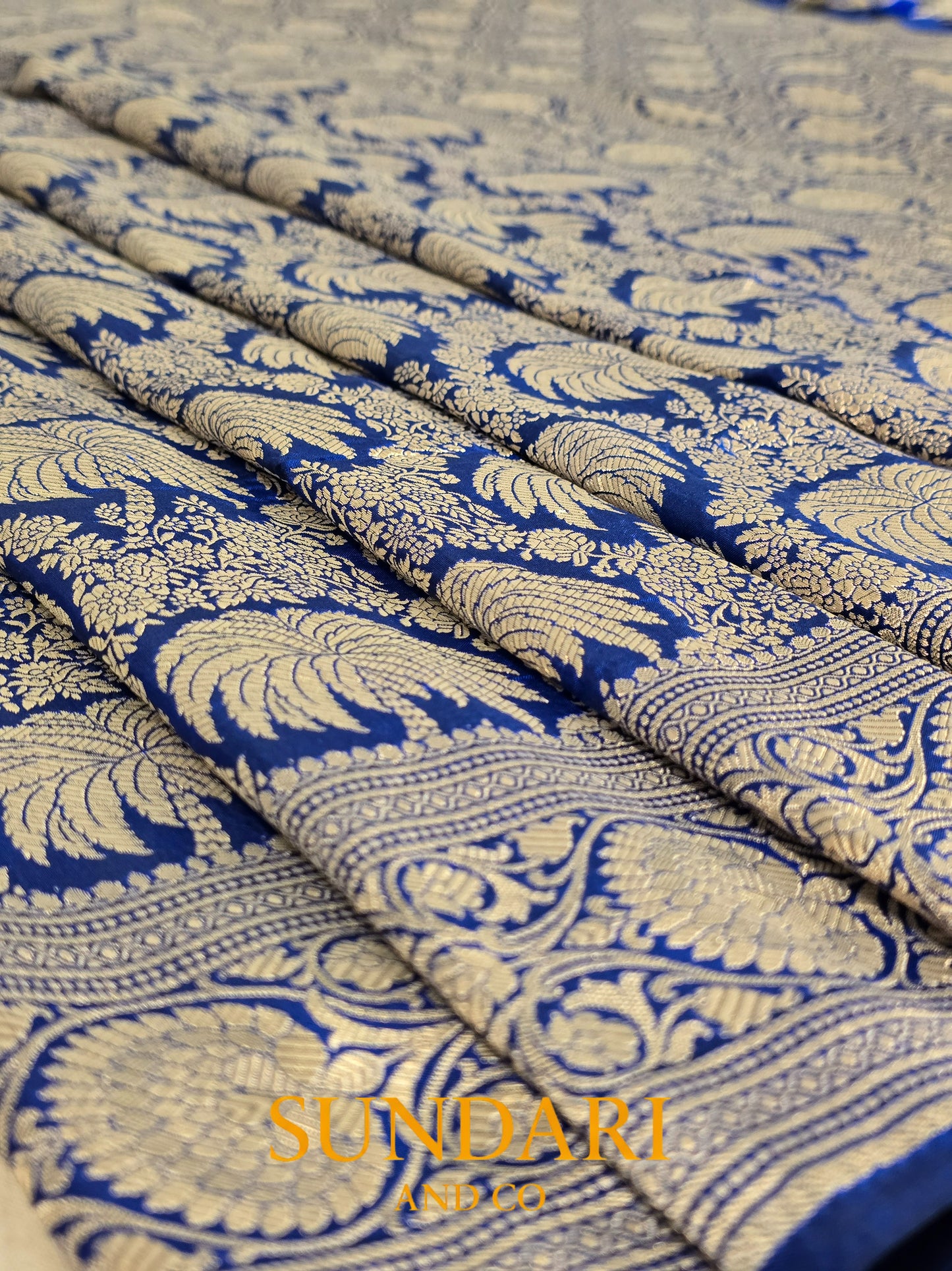 Royal Blue | Heavy Brocade Jaal | Pure Katan Silk Saree