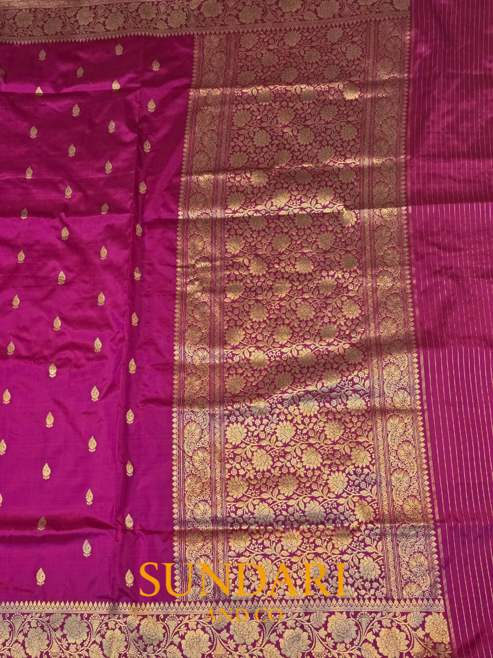 Royal Magenta Pink | Kadua Butta | Pure Katan Silk Saree