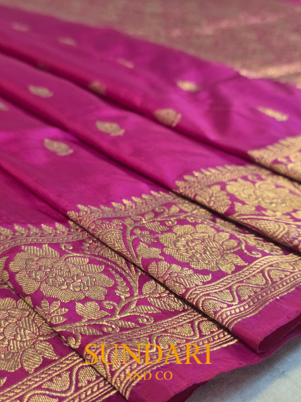 Royal Magenta Pink | Kadua Butta | Pure Katan Silk Saree