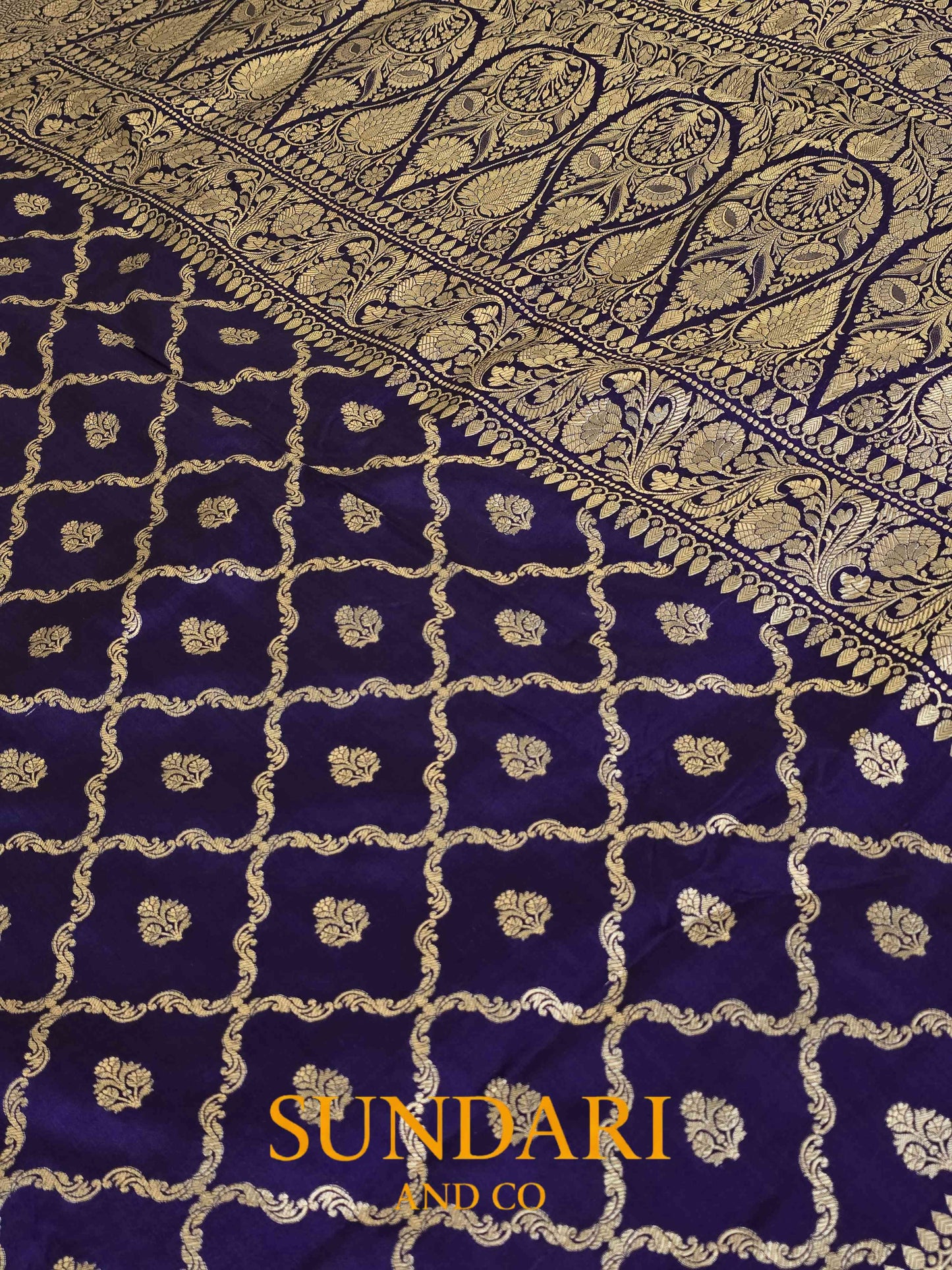 Royal Purple | Floral Geometric Jaal | Pure Katan Silk Saree