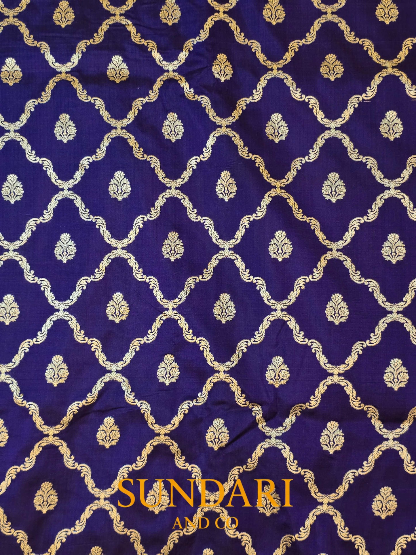 Royal Purple | Floral Geometric Jaal | Pure Katan Silk Saree