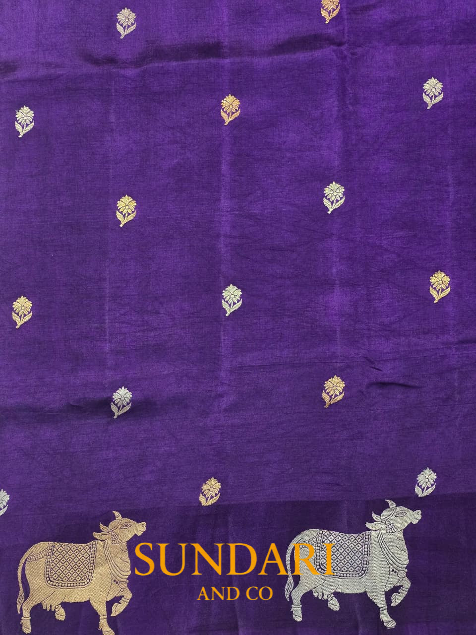 Indigo | Sona-Roopa Pichwai Motifs and Floral Buttas in Kadua Weave | Pure Soft Silk Saree