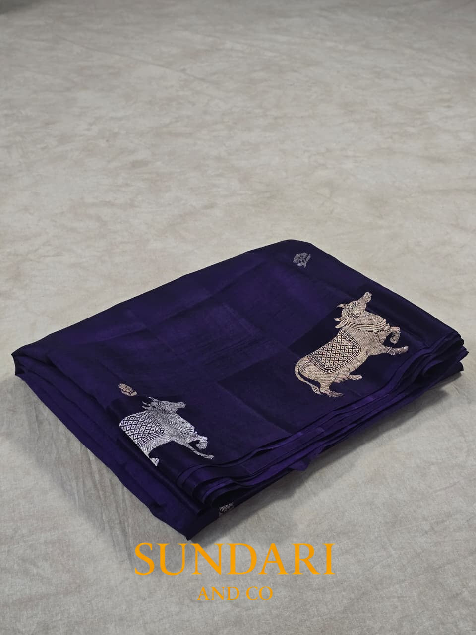 Indigo | Sona-Roopa Pichwai Motifs and Floral Buttas in Kadua Weave | Pure Soft Silk Saree