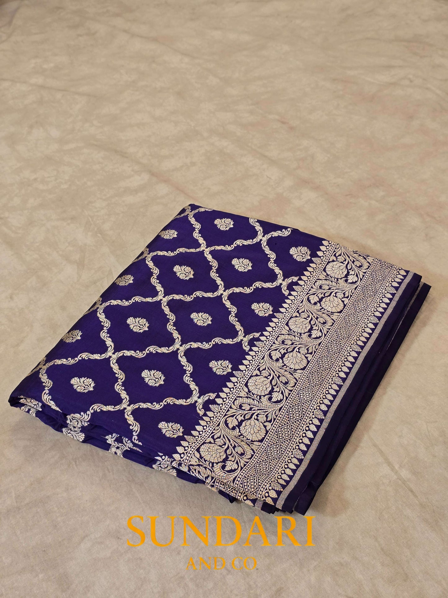 Royal Purple | Floral Geometric Jaal | Pure Katan Silk Saree