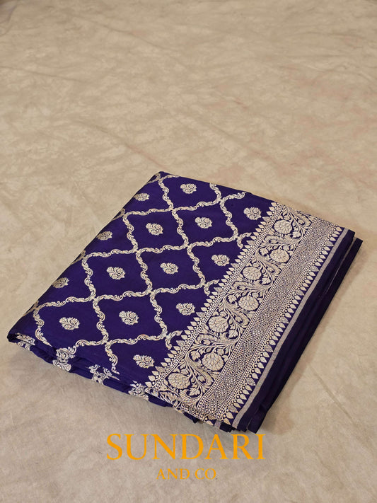 Royal Purple | Floral Geometric Jaal | Pure Katan Silk Saree
