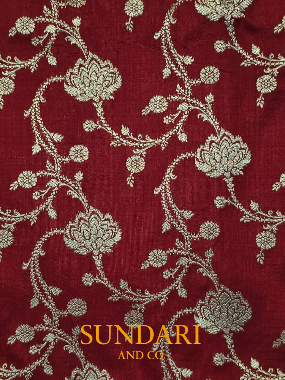 Scarlet Red | Allover Floral Jaal | Pure Katan Silk Saree