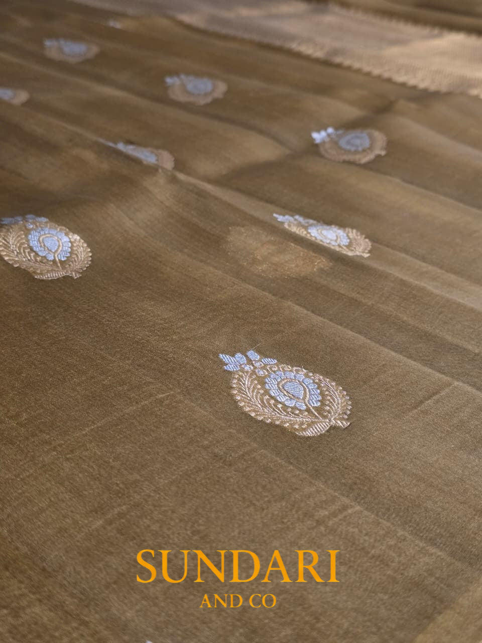 Soft Gold | Sona-Roopa Buttas in Kadua Weave | Pure Organza Silk Saree