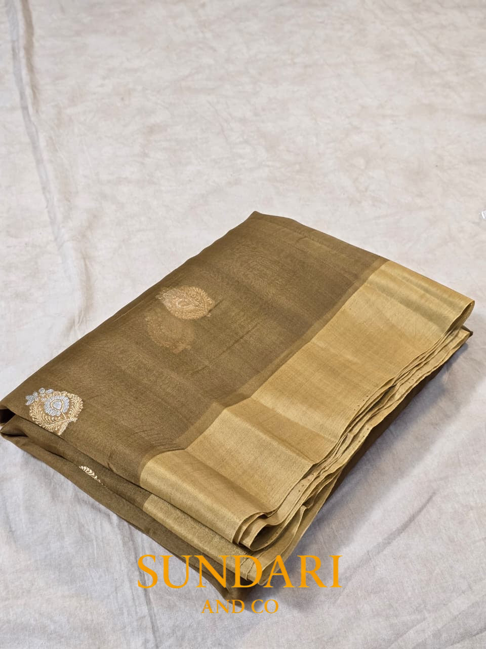 Soft Gold | Sona-Roopa Buttas in Kadua Weave | Pure Organza Silk Saree
