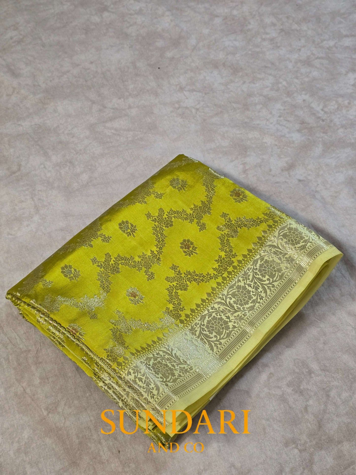 Yellow Green | Meenakari Jaal | Pure Dupion Silk Saree