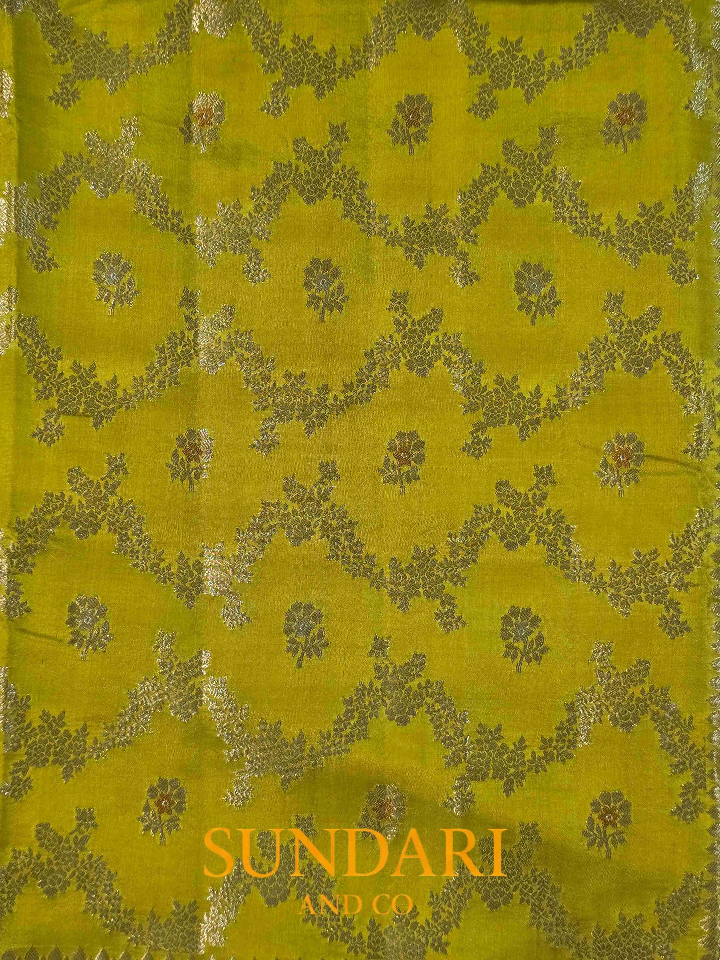 Yellow Green | Meenakari Jaal | Pure Dupion Silk Saree
