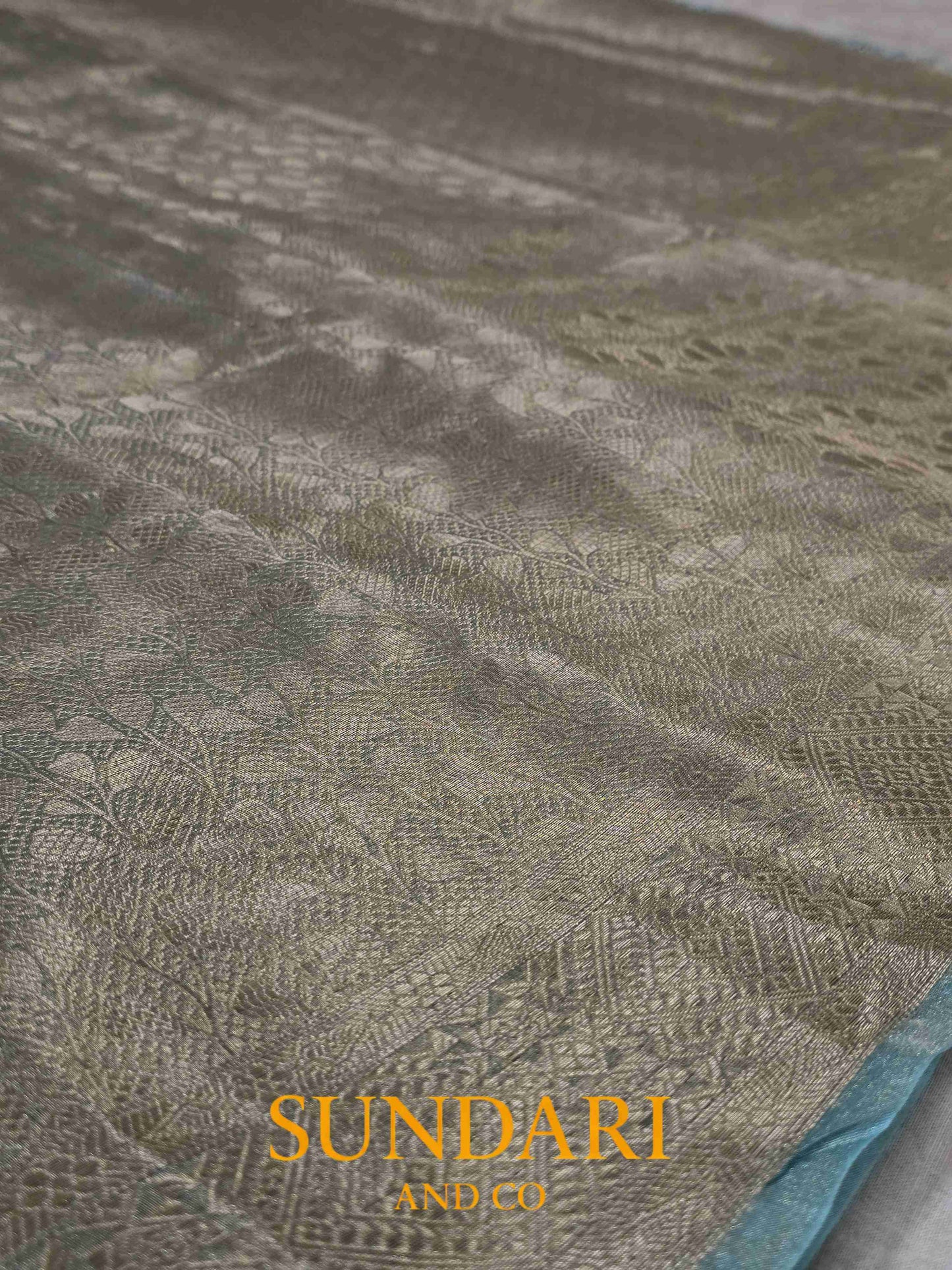 Turquoise | Brocade Woven | Pure Tissue Silk Saree