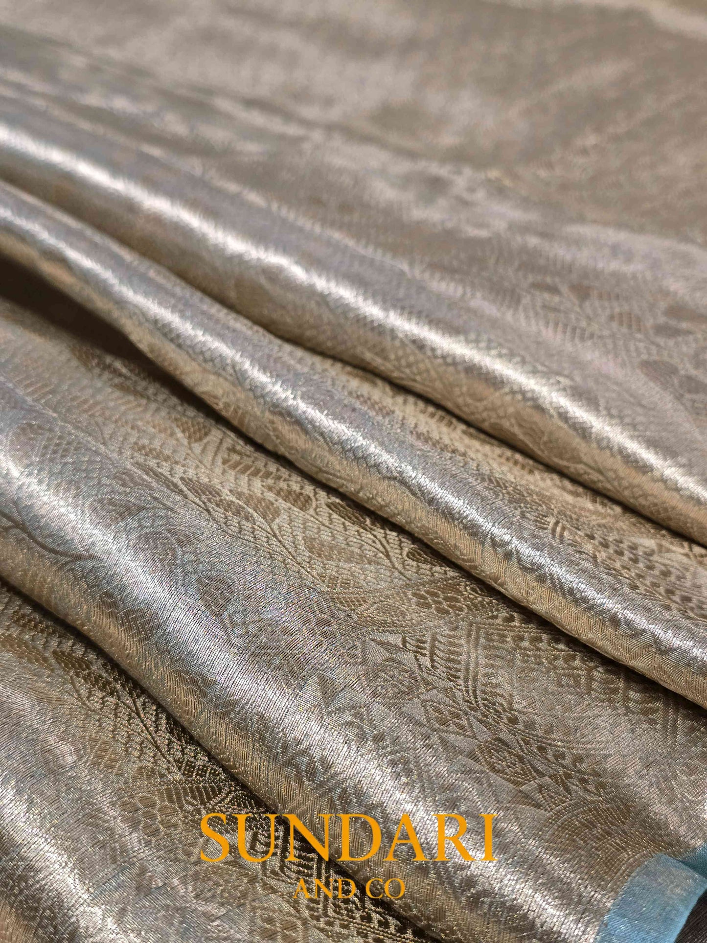 Turquoise | Brocade Woven | Pure Tissue Silk Saree