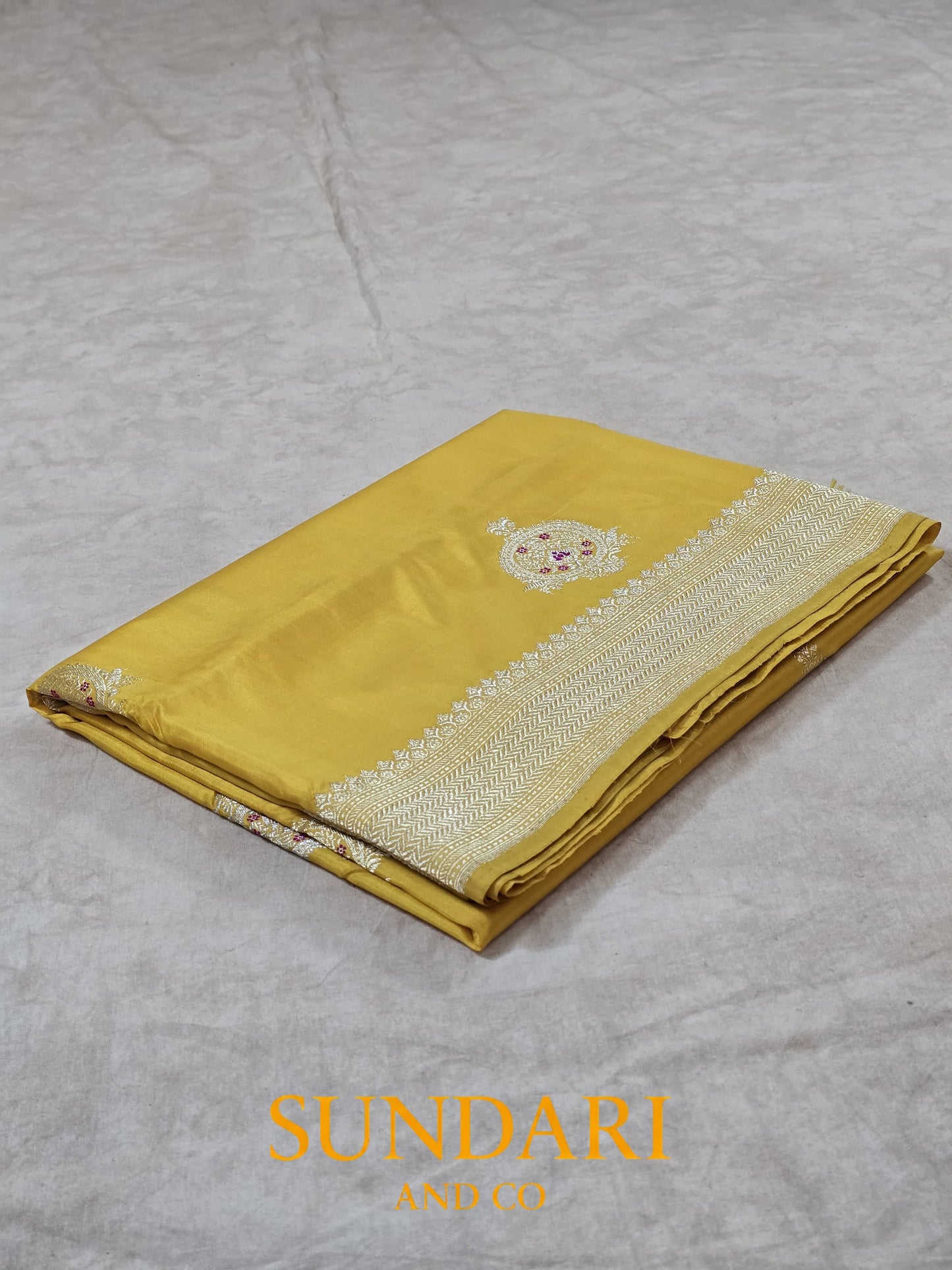 Lemon Yellow | Meenakari Kadua Butta | Pure Katan Silk Saree