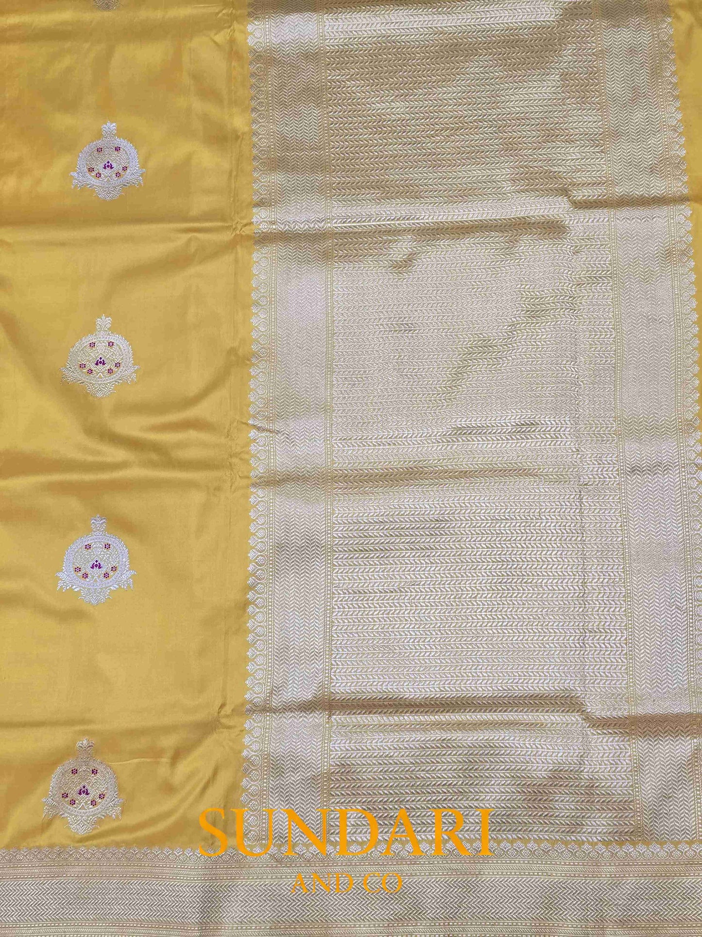 Lemon Yellow | Meenakari Kadua Butta | Pure Katan Silk Saree