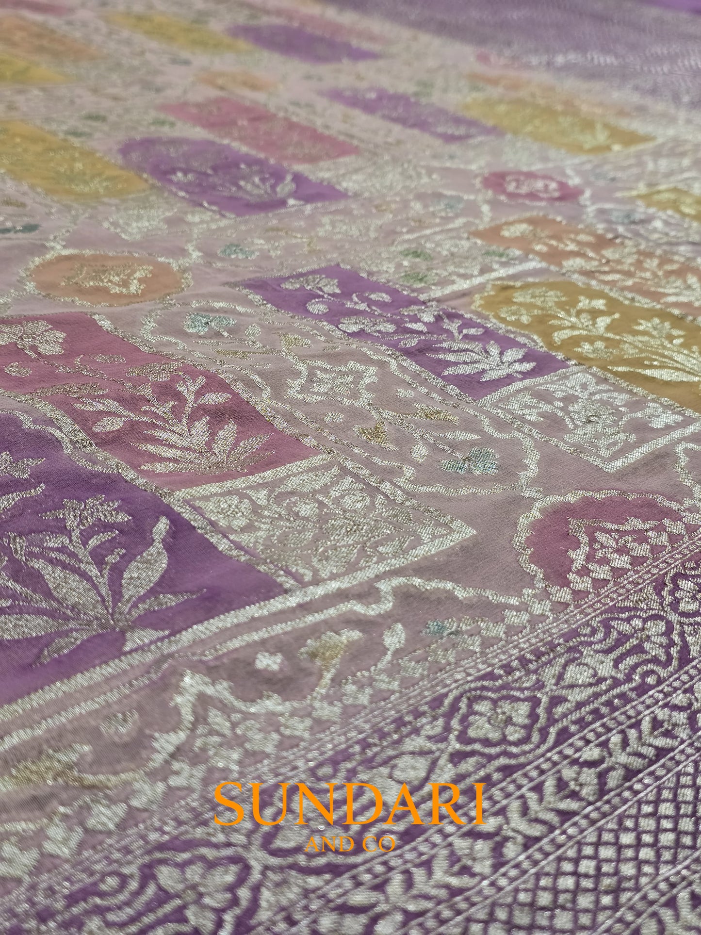 Soft Lavender | Botanical Motifs | Pure Khaddi Georgette Saree