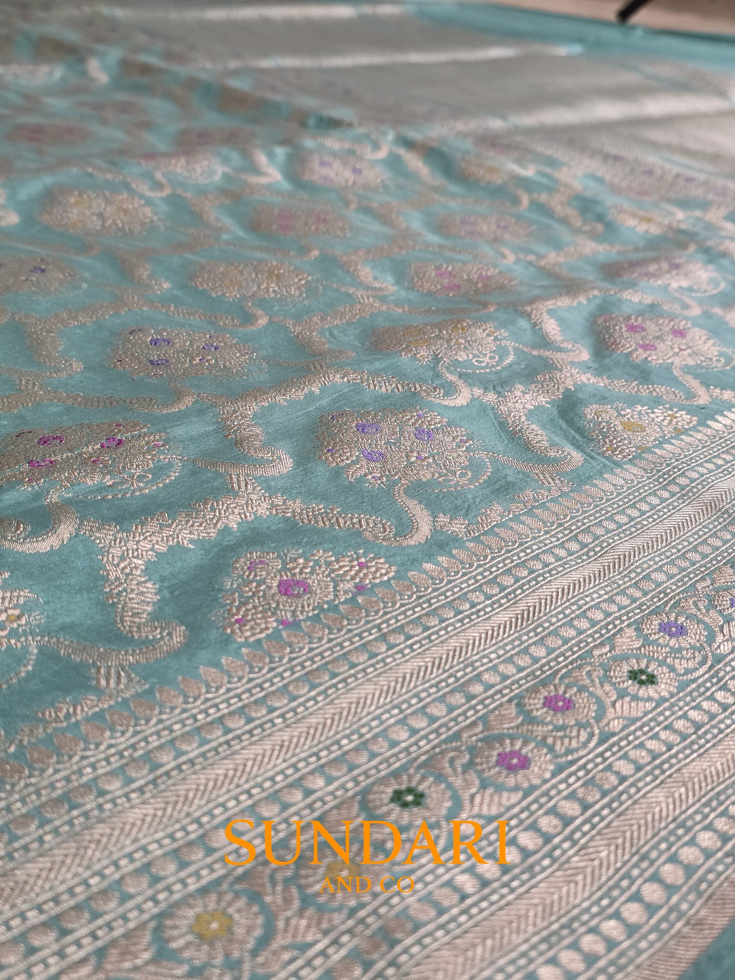 Arctic Blue | Meenakari Jaal | Pure Katan Silk Saree