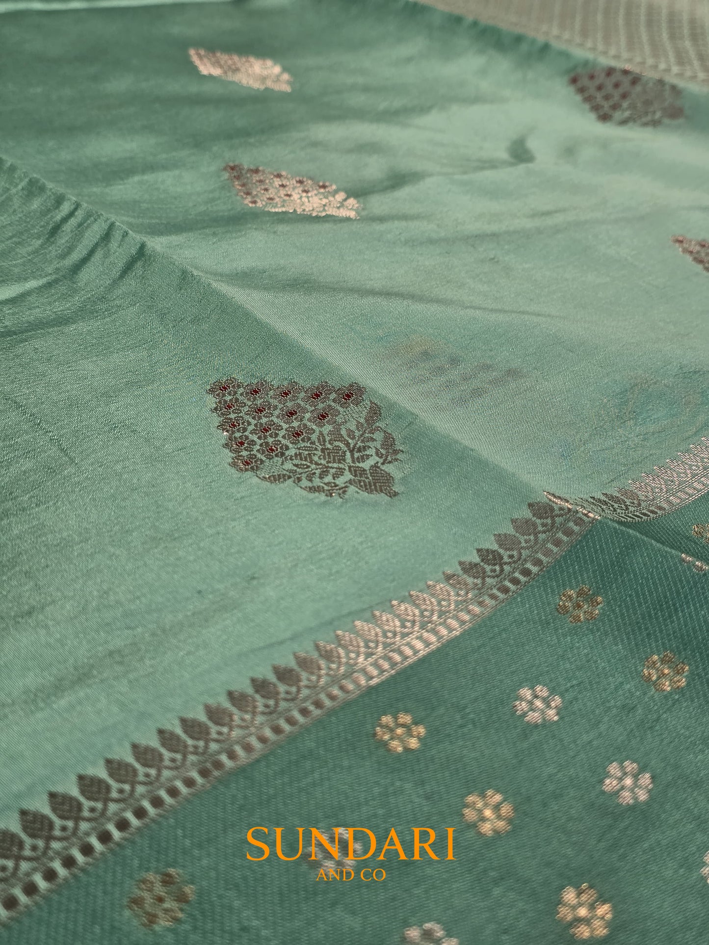 Sea Blue | Meenakari Butta | Pure Soft Silk Saree