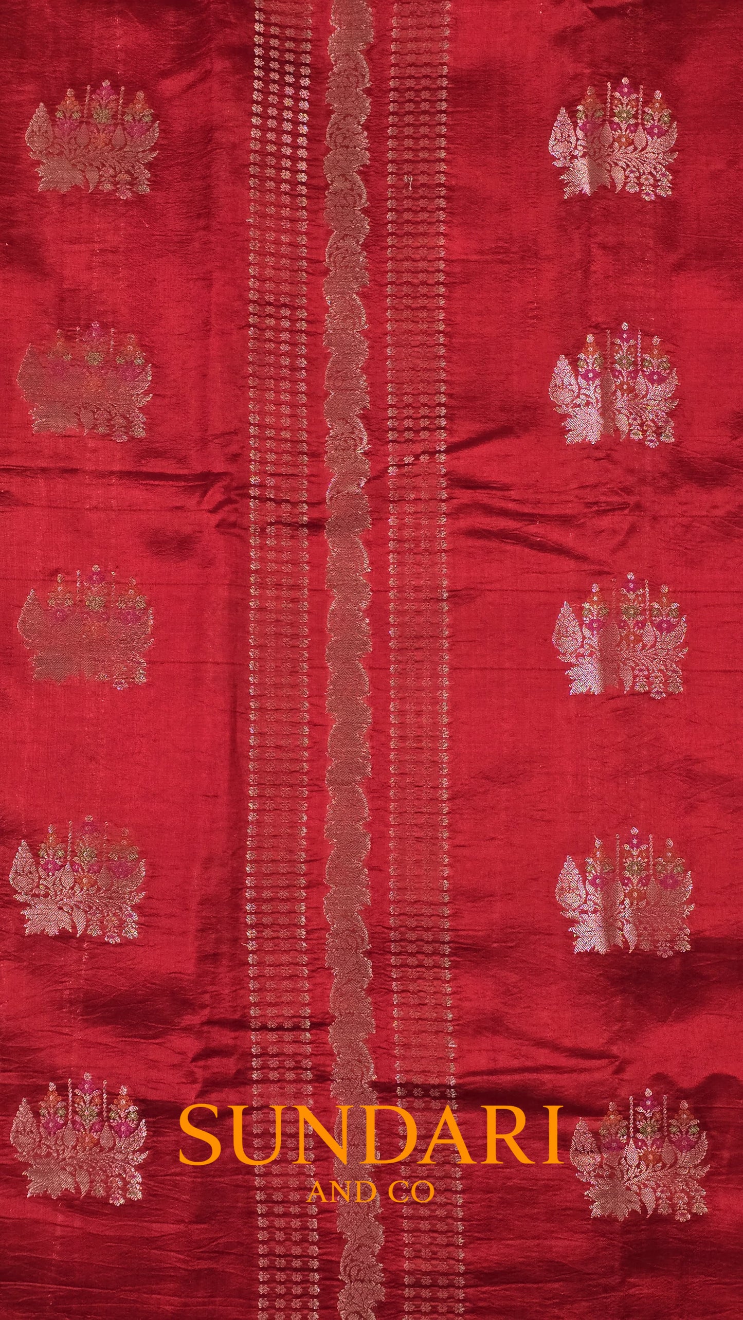 Cherry Red | Meenakari Butta | Pure Soft Silk Saree