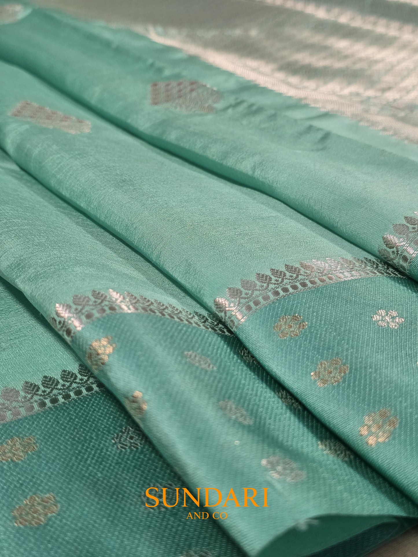 Sea Blue | Meenakari Butta | Pure Soft Silk Saree