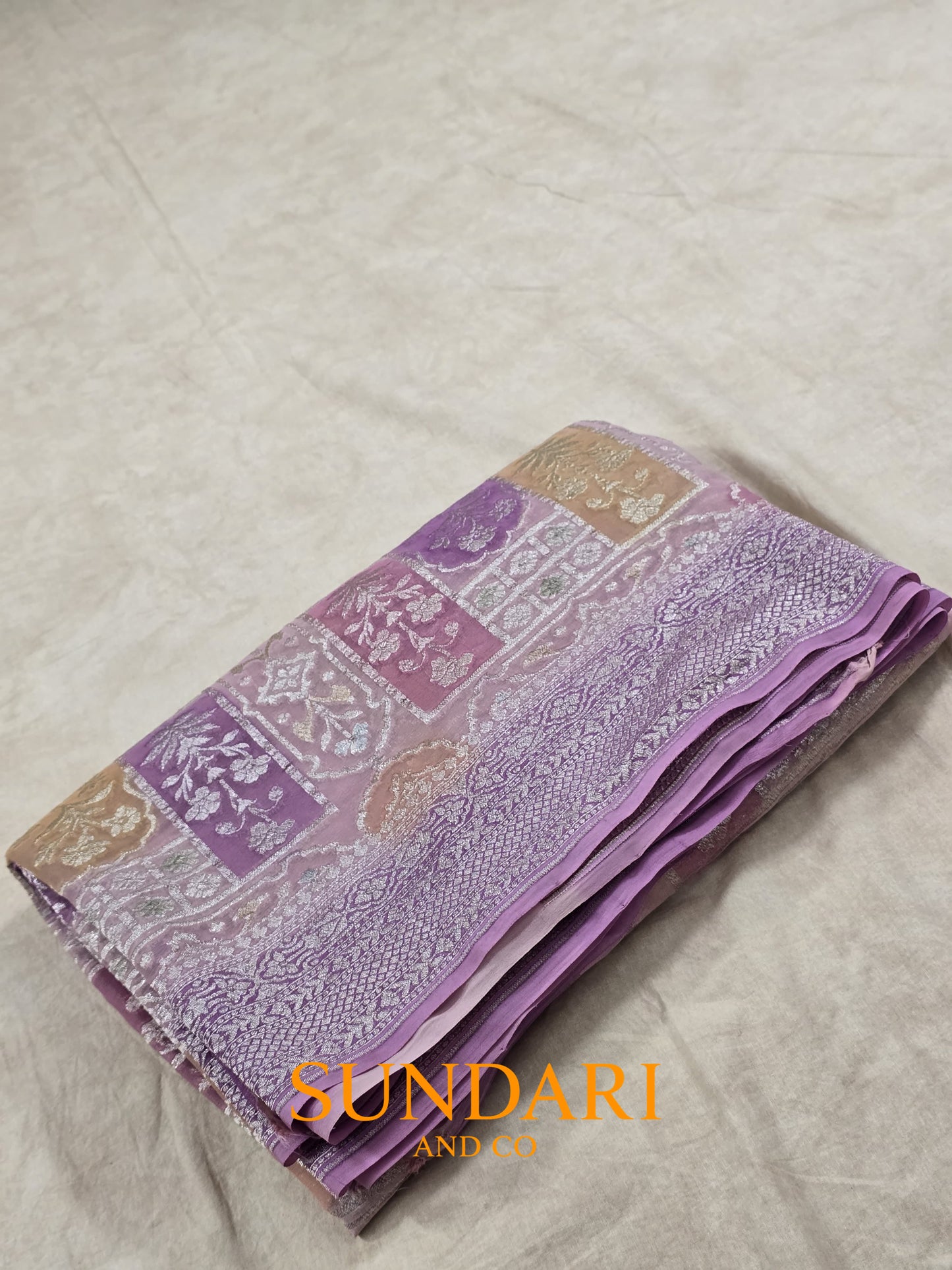 Soft Lavender | Botanical Motifs | Pure Khaddi Georgette Saree