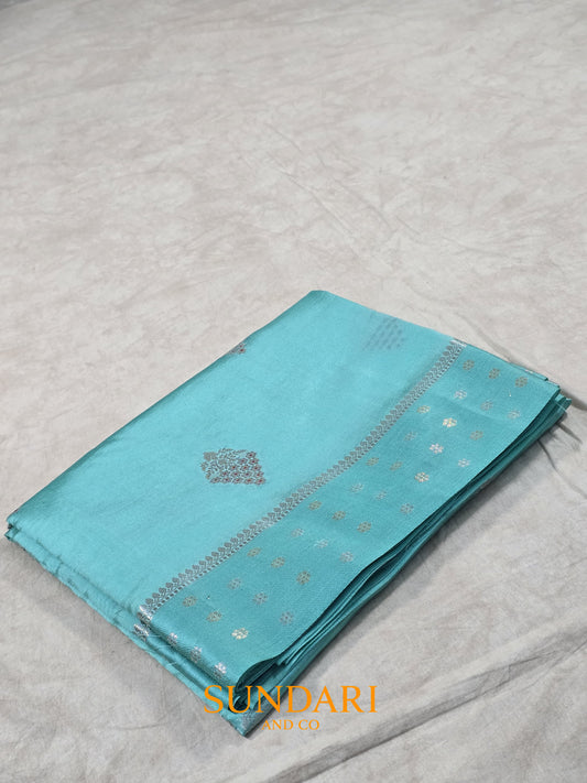 Sea Blue | Meenakari Butta | Pure Soft Silk Saree