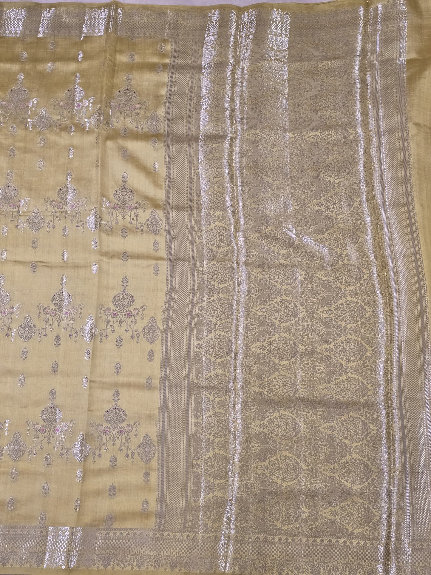 Glazed Corn | Meenakari Jaal | Pure Dupion Silk Saree