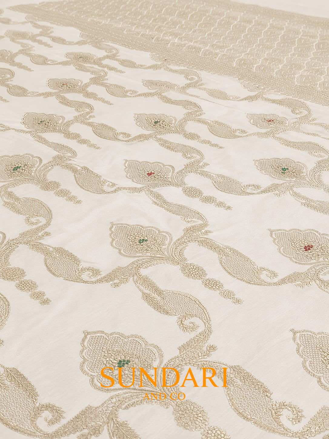 Pantone White | Meenakari Jaal | Pure Soft Silk Saree