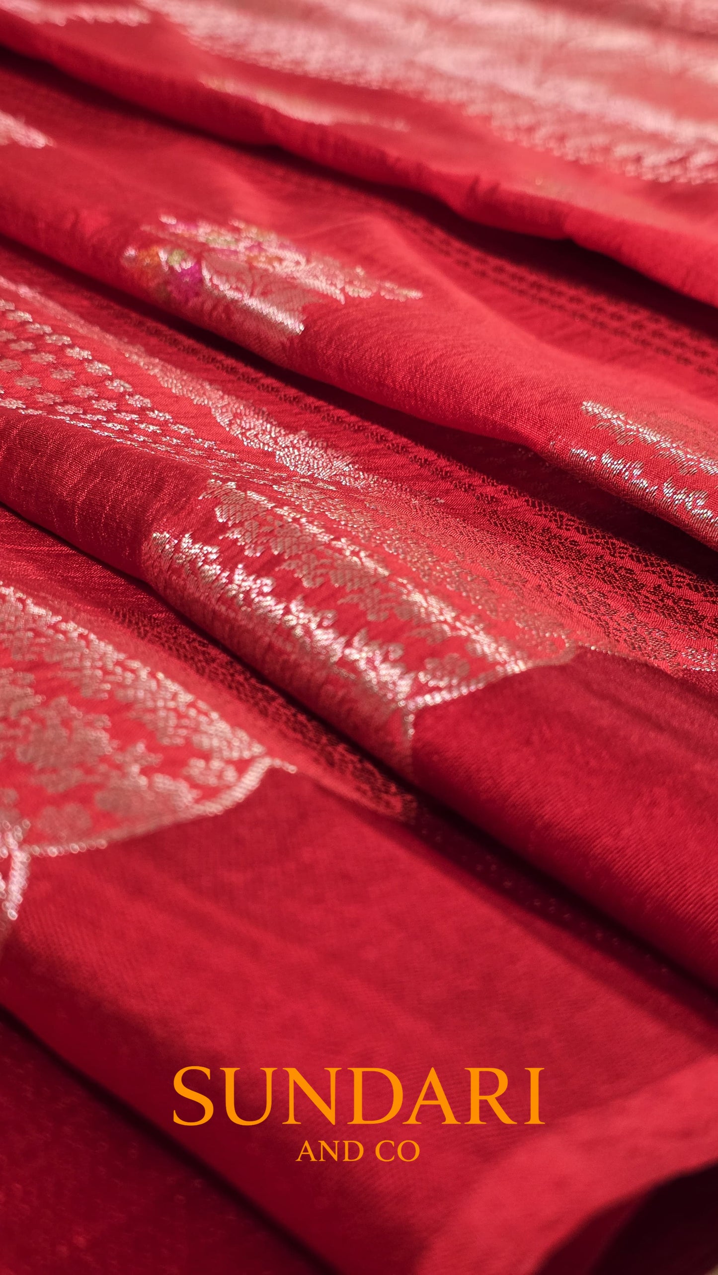 Cherry Red | Meenakari Butta | Pure Soft Silk Saree