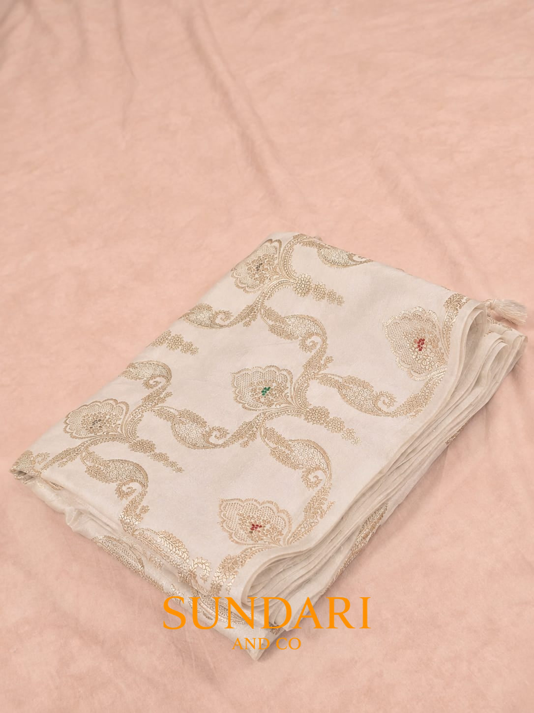 Pantone White | Meenakari Jaal | Pure Soft Silk Saree