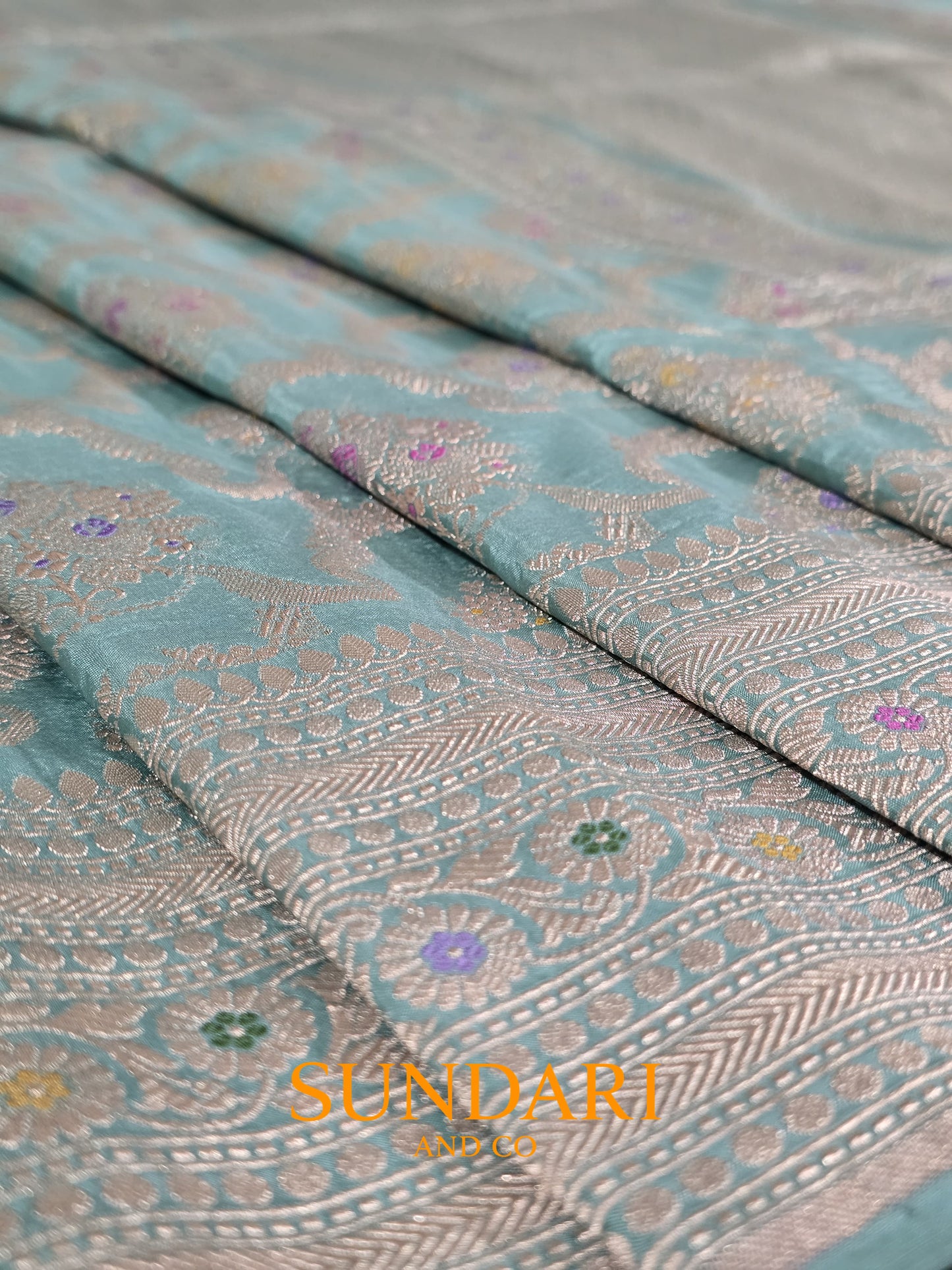 Arctic Blue | Meenakari Jaal | Pure Katan Silk Saree