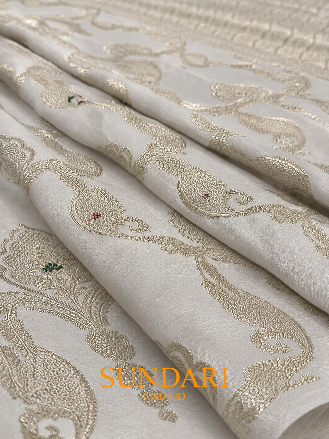 Pantone White | Meenakari Jaal | Pure Soft Silk Saree